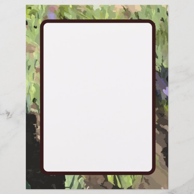 Abstract Green Floral Custom Paper Sheet (Front)