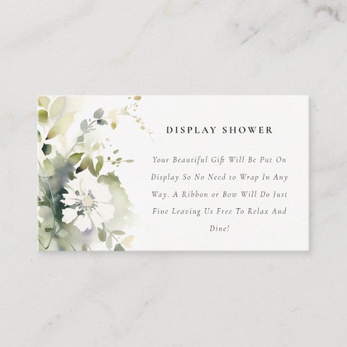 Abstract Green Floral Display Shower Baby Shower Enclosure Card
