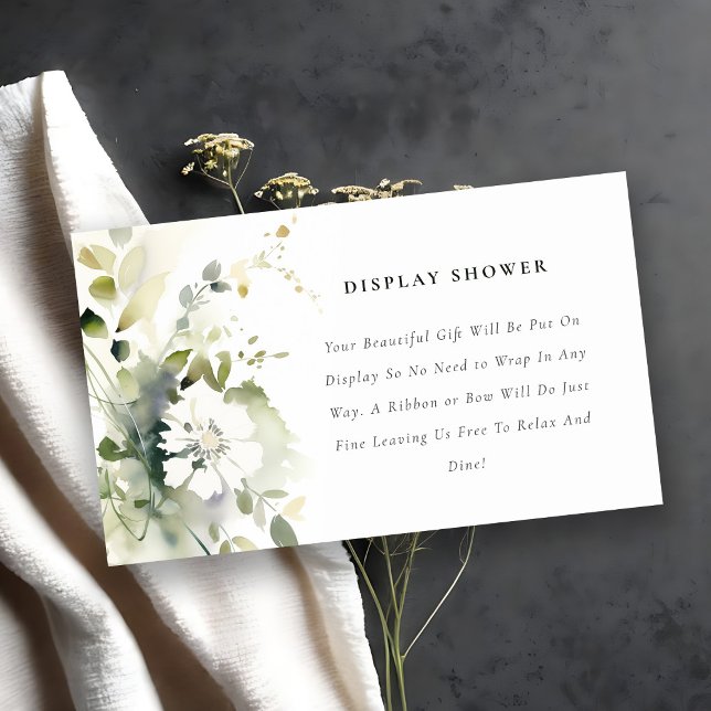 Abstract Green Floral Display Shower Baby Shower Enclosure Card (Creator Uploaded)