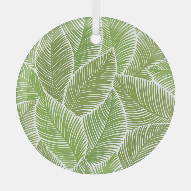 Abstract green floral, seamless background. glass ornament (Front)