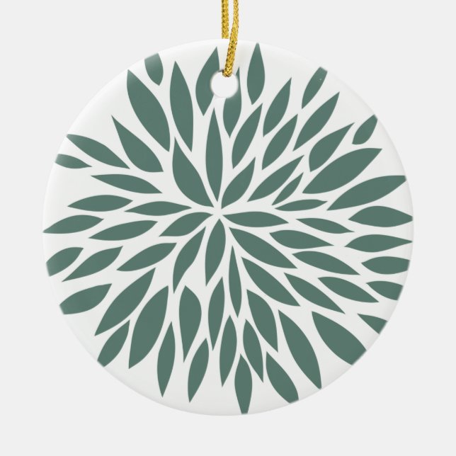 Abstract Green Flower Ceramic Ornament (Front)