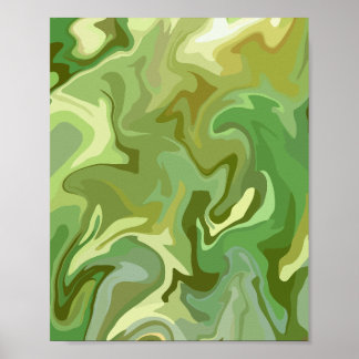Abstract Green Fluid Art Design Poster