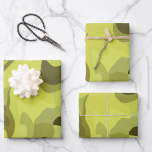 Abstract Green Fluid Art with Dark Accents Wrapping Paper Sheets