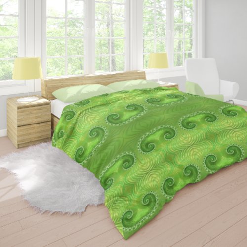 Abstract Green Fractal Pattern Duvet Cover