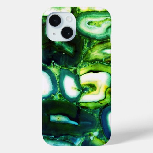 Abstract green geode green gemstone  iPhone 15 case