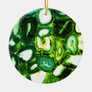 Abstract green geode, green gemstone ceramic ornament