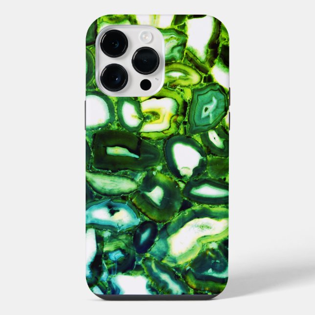 Abstract green geode, green gemstone  iphone case (Back)