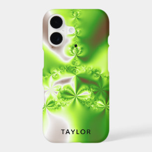 Abstract Green Gradient Fractal With Name iPhone 17 Case