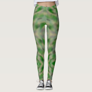 Abstract green gray camouflage design leggings