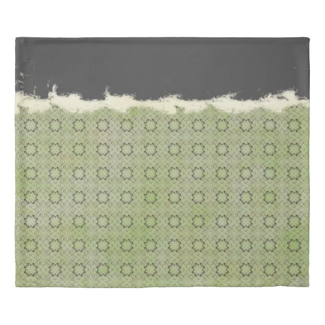 Abstract Green, Grey, Bronze Vintage Pattern Duvet Cover (Front)