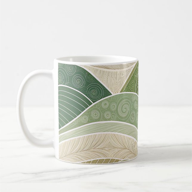 Abstract Green Hills Art Mug | Modern Nature (Left)