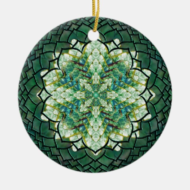 Abstract Green Ivy Mandala Ornament (Front)