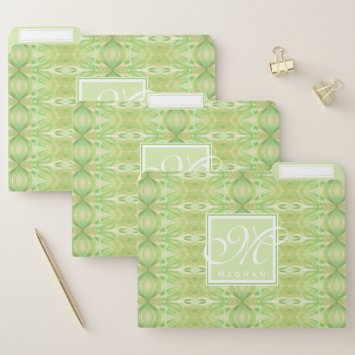 Abstract Green Kaleidoscope Patterned - Monogram
