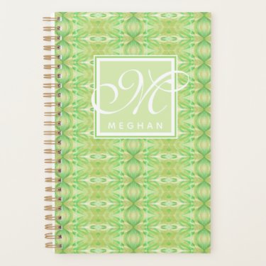 Abstract Green Kaleidoscope Patterned - Monogram