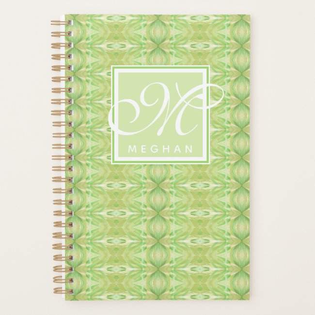 Abstract Green Kaleidoscope Patterned - Monogram
