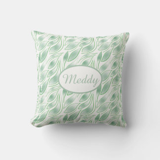 Abstract Green Leaf Pattern Botanical Throw Pillow
