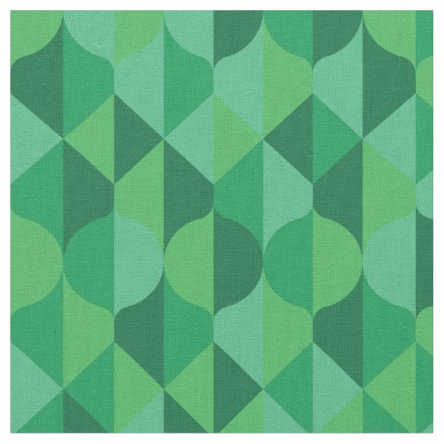 Abstract green leaves geometric pattern fabric (Close Up)