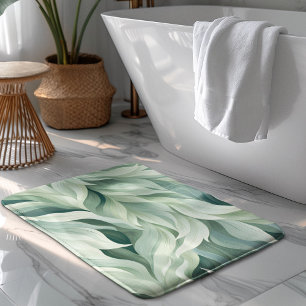 Abstract Green Leaves Pattern Nature Background Bath Mat