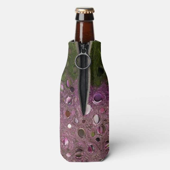 ABSTRACT/ GREEN & MAGENTA/DIGITAL MANIPULATION BOTTLE COOLER (Bottle Back)