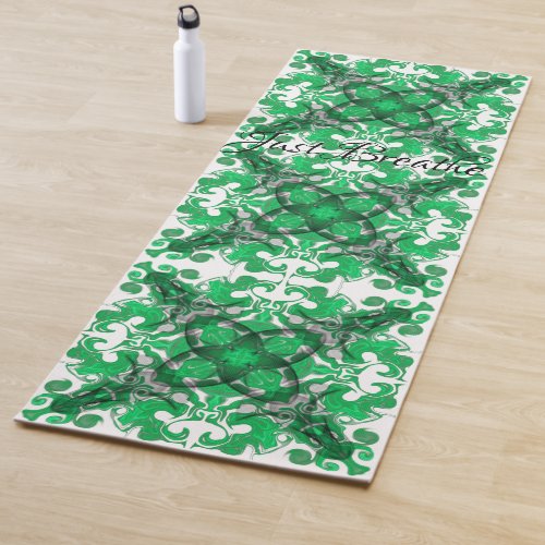 Abstract green mandala psychedelic butterfly swirl yoga mat