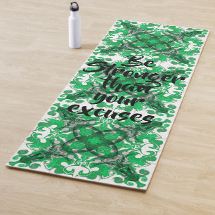 Abstract green mandala psychedelic butterfly yoga mat