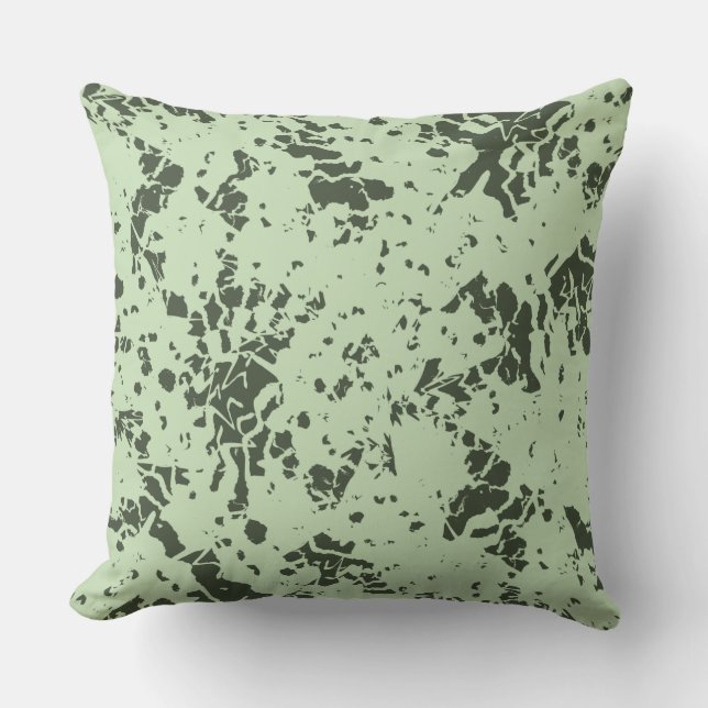 Abstract Green Marble with Splashes of Paint Throw Pillow (Front)