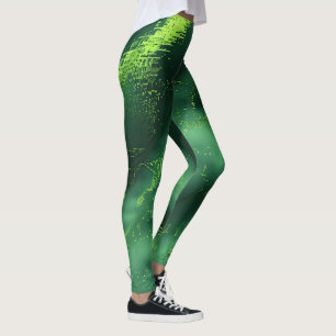 Abstract Green Moss Leggings - Custom Pattern
