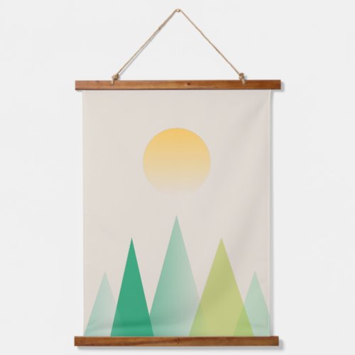Abstract green mountains hanging tapestry