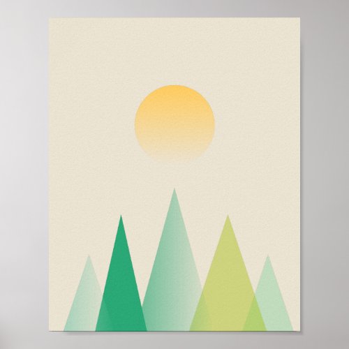 Abstract green mountains poster