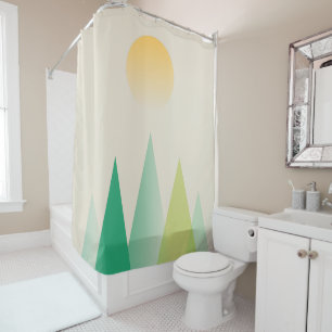 Abstract green mountains shower curtain