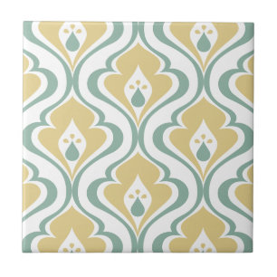 Abstract Green Mustard Vintage Decorative DIY Ceramic Tile