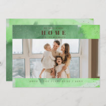 Abstract Green New Home for Holidays Photo Moving Holiday Card