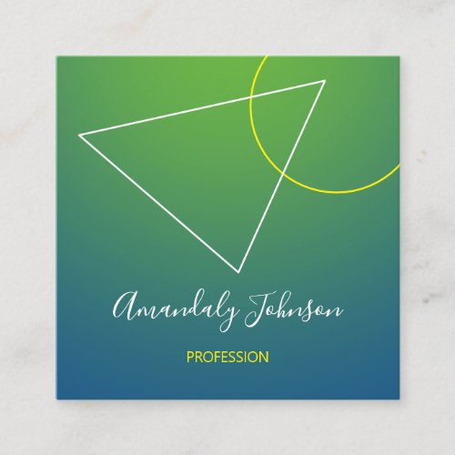 Abstract Green  OMBR Geometry  Square Blue Square Business Card