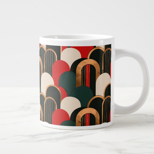 Abstract Green Orange White Giant Coffee Mug (Right)