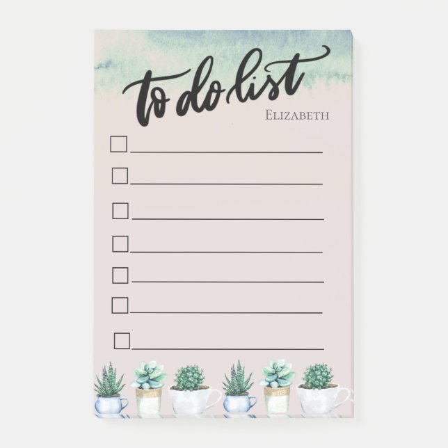 Abstract,Green Paint Splash,Cactus To Do List  Post-it Notes (Front)