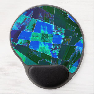 Abstract green pasture parts and blue sky, notched gel mouse pad