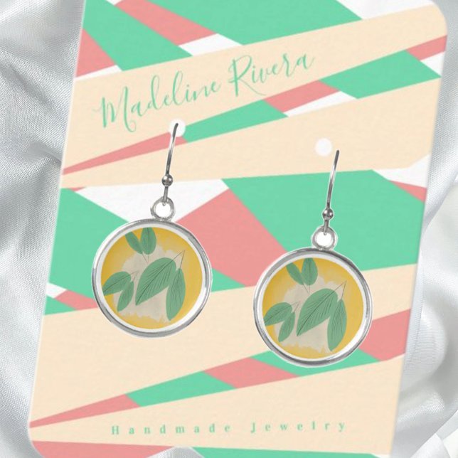 Abstract Green Peach Handmade Earring Display Card (Creator Uploaded)