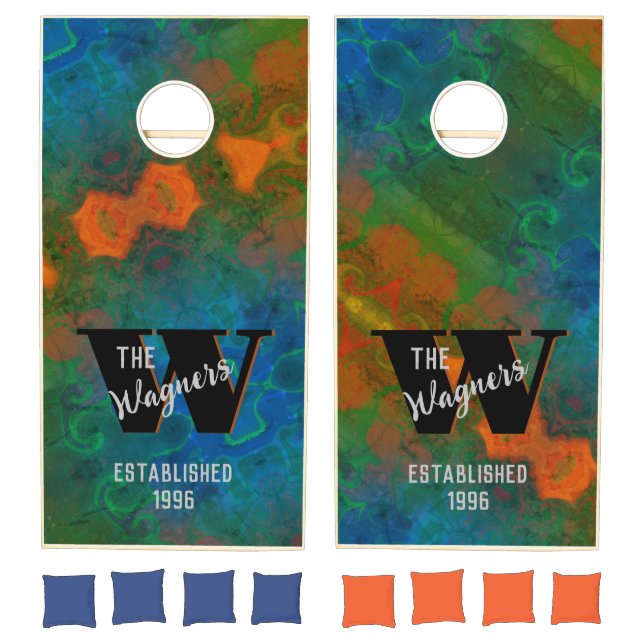 Abstract Green Personalized Name Modern  Cornhole Set (Set)