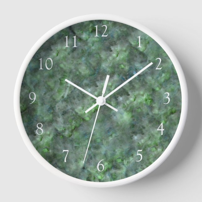 Abstract green quartz marble granite pattern   clock (Front)