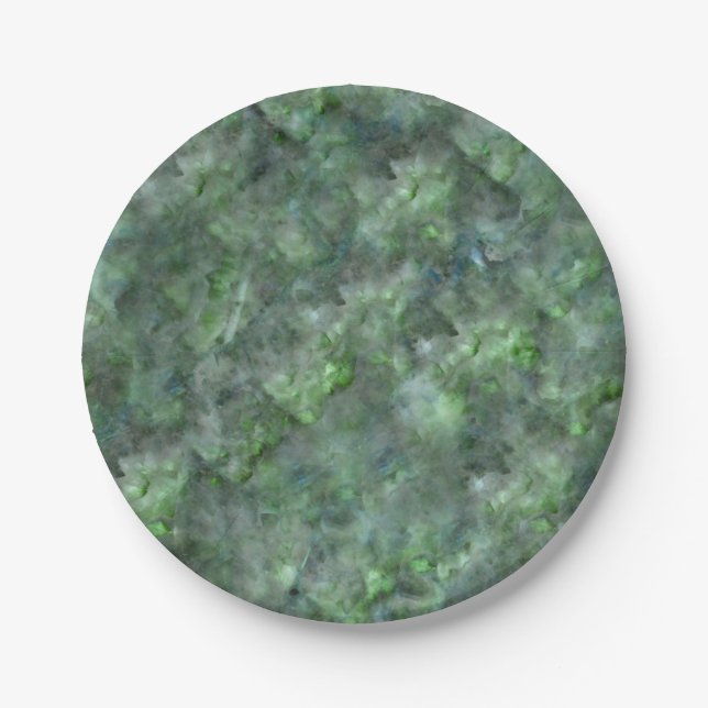 Abstract green quartz marble granite pattern    paper plates (Front)