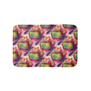 Abstract green, red wallpaper bathroom mat