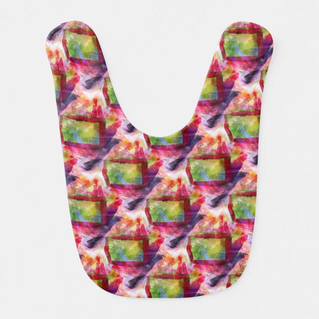 Abstract green, red wallpaper bib (Front)