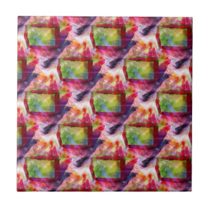 Abstract green, red wallpaper ceramic tile