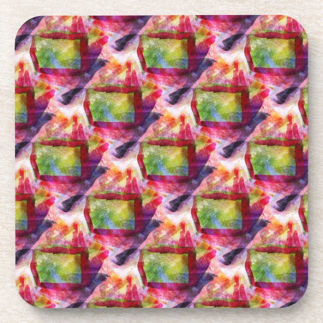 Abstract green, red wallpaper coaster (Front)