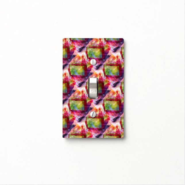 Abstract green, red wallpaper light switch cover (In Situ)