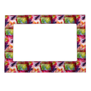 Abstract green, red wallpaper magnetic photo frame