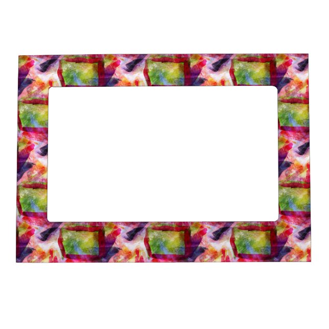 Abstract green, red wallpaper magnetic photo frame (Front)