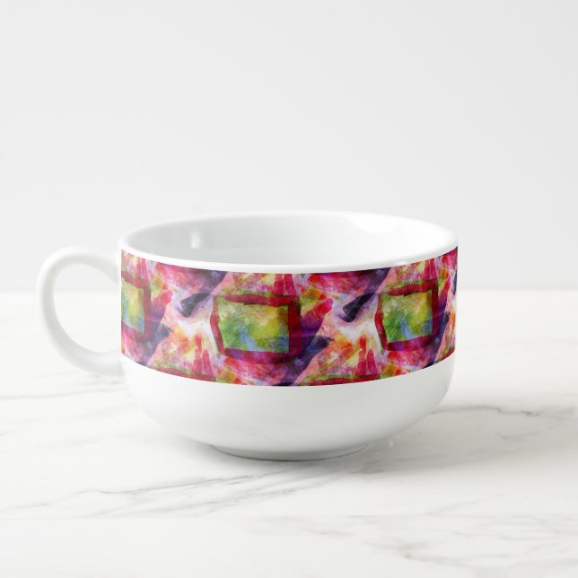 Abstract green, red wallpaper soup mug (Right)