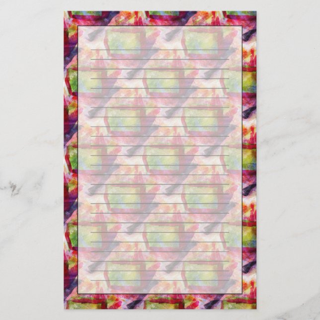 Abstract green, red wallpaper stationery (Front)