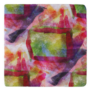 Abstract green, red wallpaper trivet